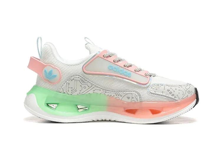 Adidas Lightweight Circuit Running Sneakers – White, Green, Coral