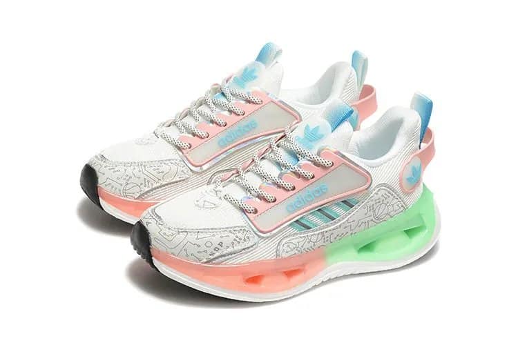 Alternative view of Adidas Lightweight Circuit Running Sneakers – White, Green, Coral