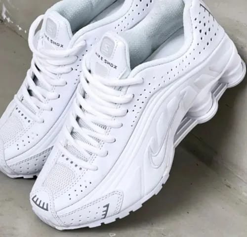 Alternative view of Nike Shox R4 Triple White sneakers