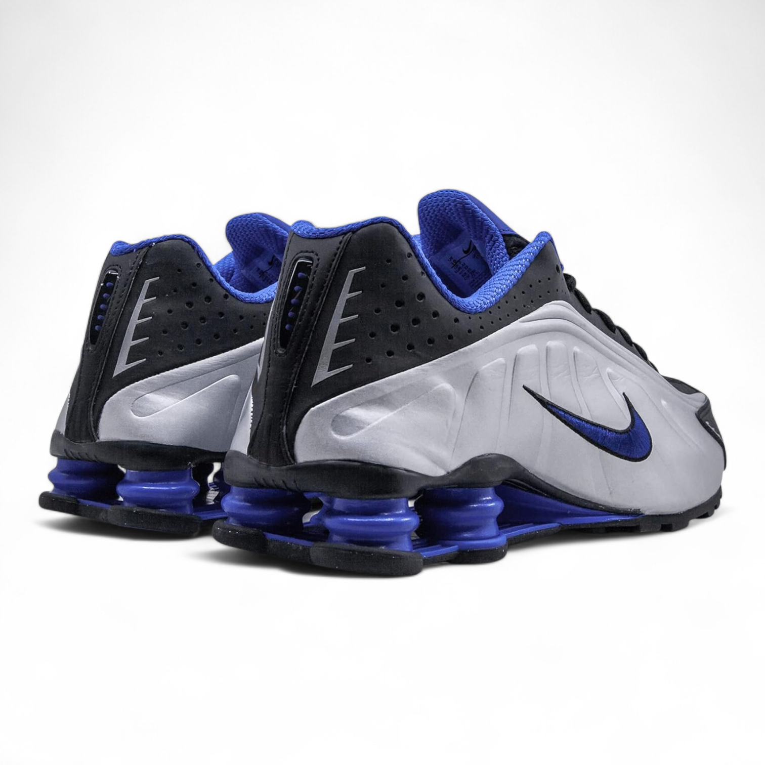 Nike Shox R4 Black / Metallic Silver / Blue Sneakers - Image 5