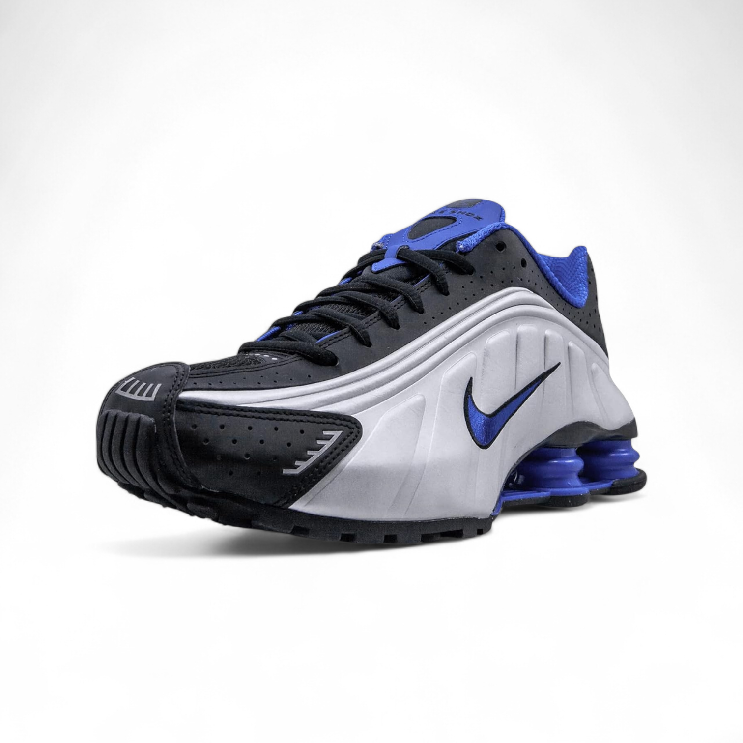 Nike Shox R4 Black / Metallic Silver / Blue Sneakers - Image 3