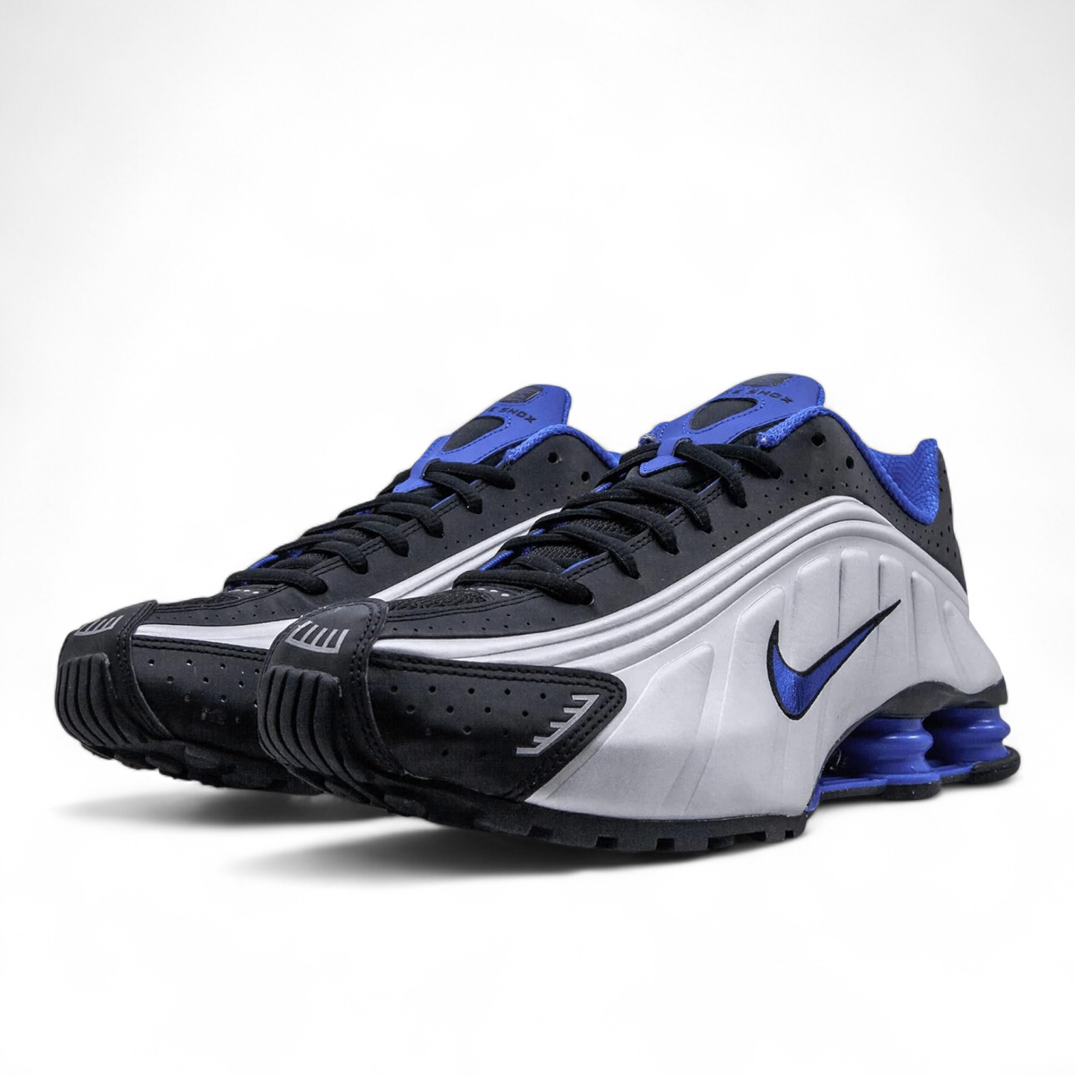 Nike Shox R4 Black / Metallic Silver / Blue Sneakers - Image 2